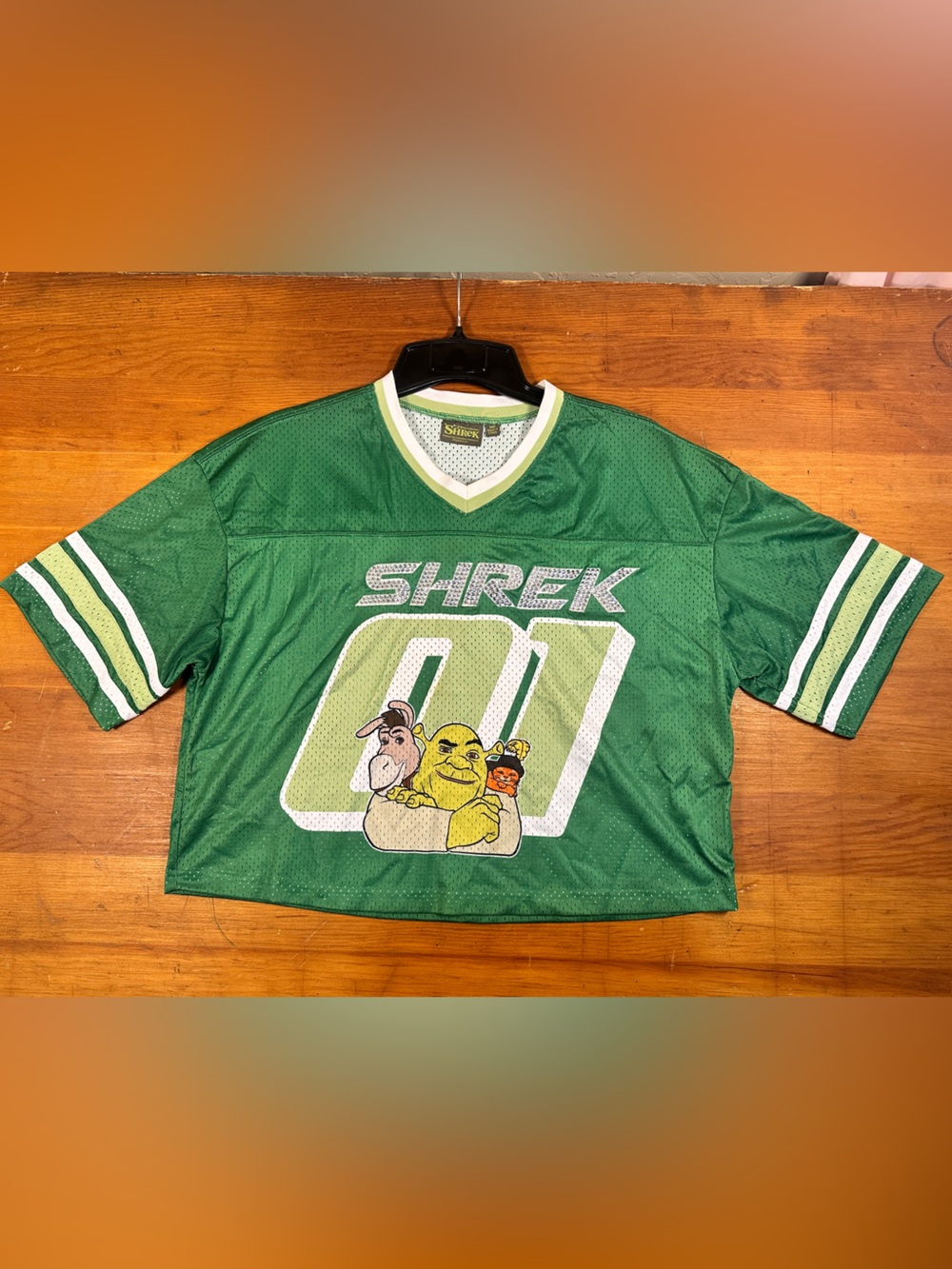 Dreamworks Sparkle Shrek Kelly Green Mesh Jersey with Character‎ Graphic